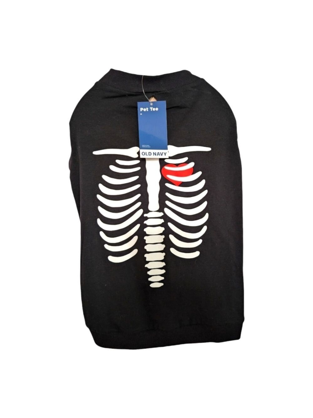 NEW Old Navy Black Halloween Skeleton Dog Tee Size Medium